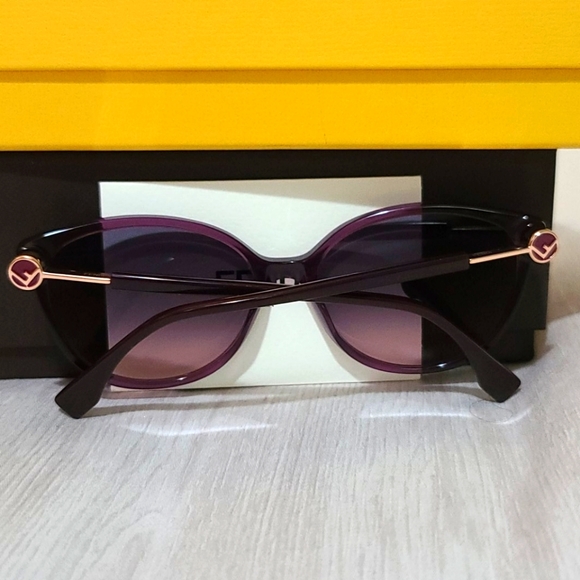 Authentic Fendi Plum Cat Eye Sunglasses New - Picture 6 of 10